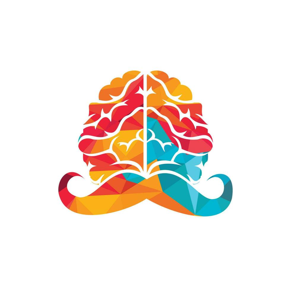 plantilla de diseño de logotipo de vector de mente de bigote. concepto de logotipo de cerebro inteligente.