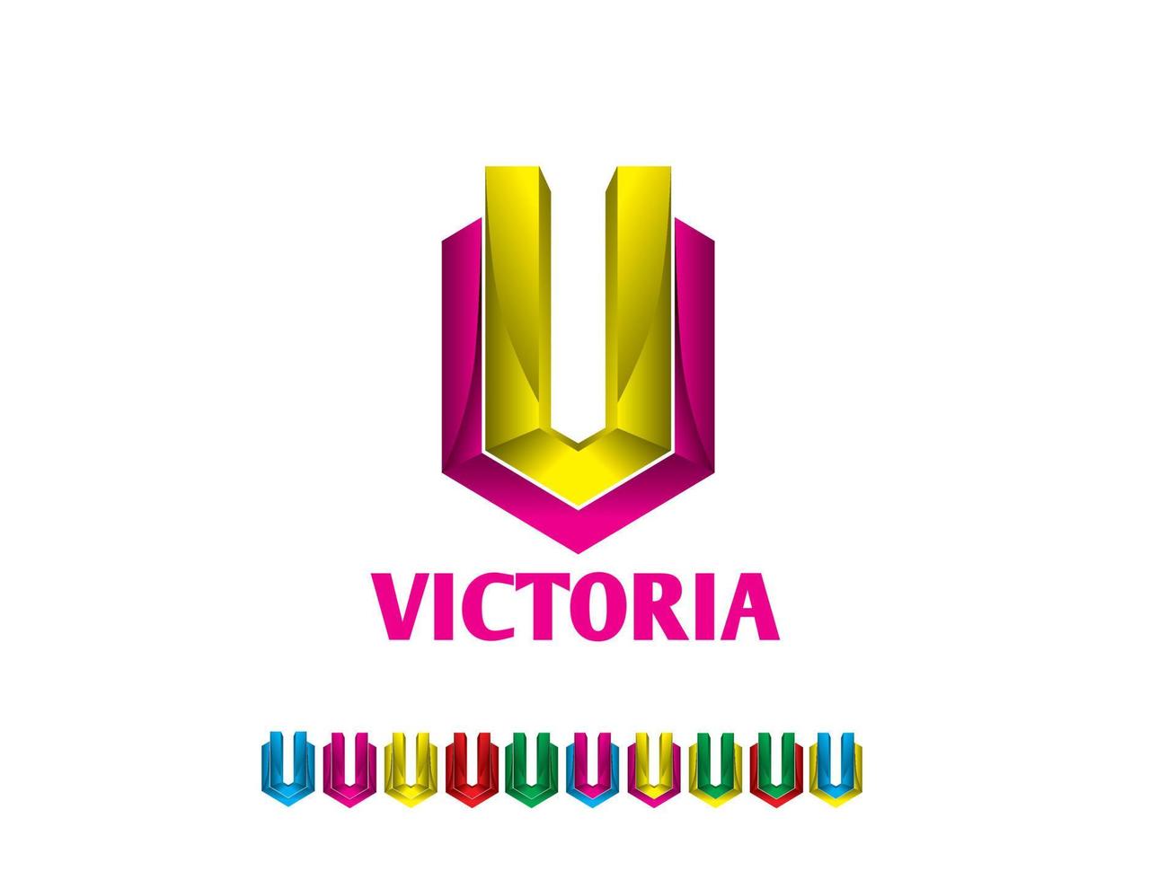 3d letra v logotipo de victoria vector