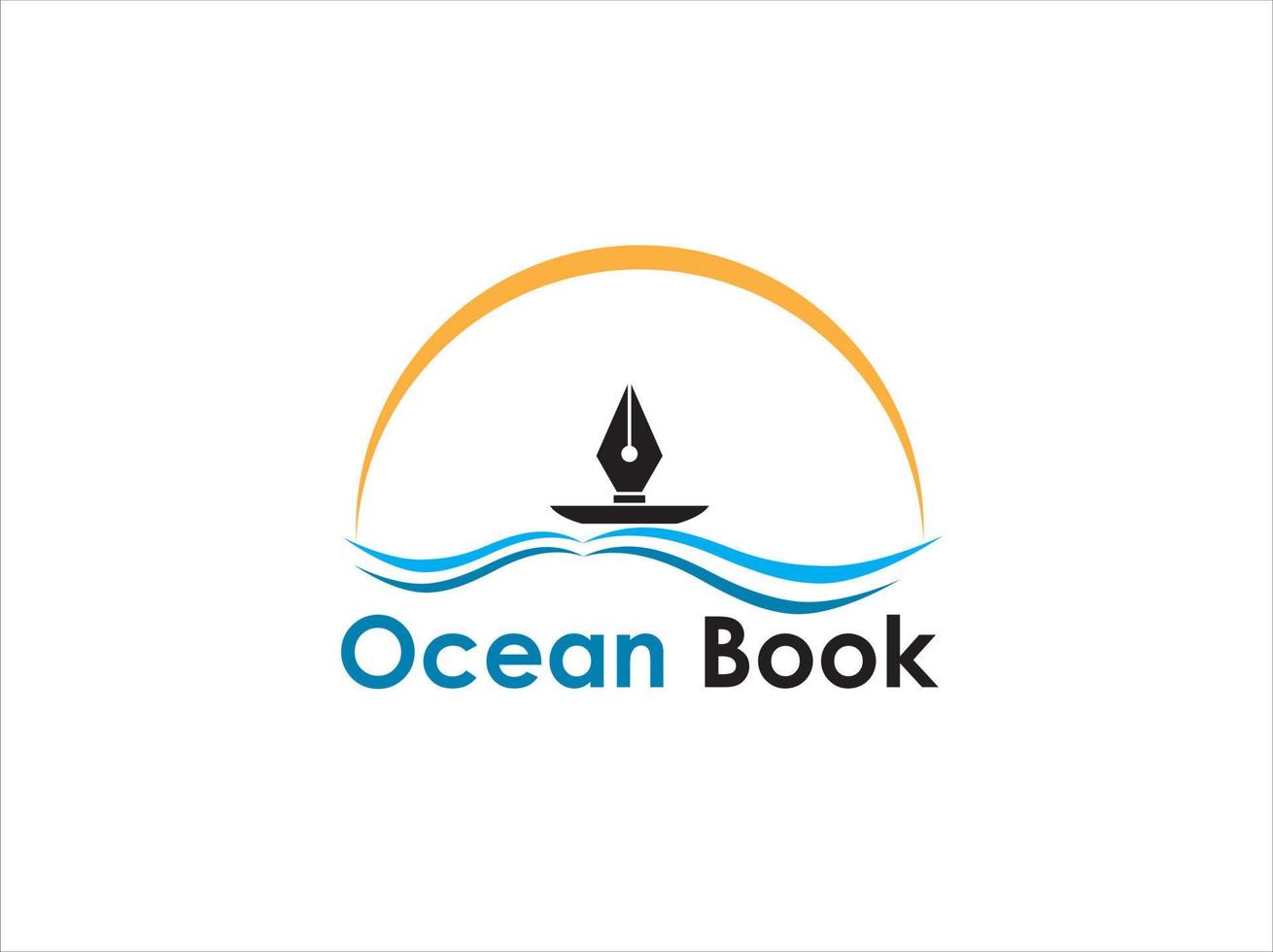 logotipo del libro del océano vector