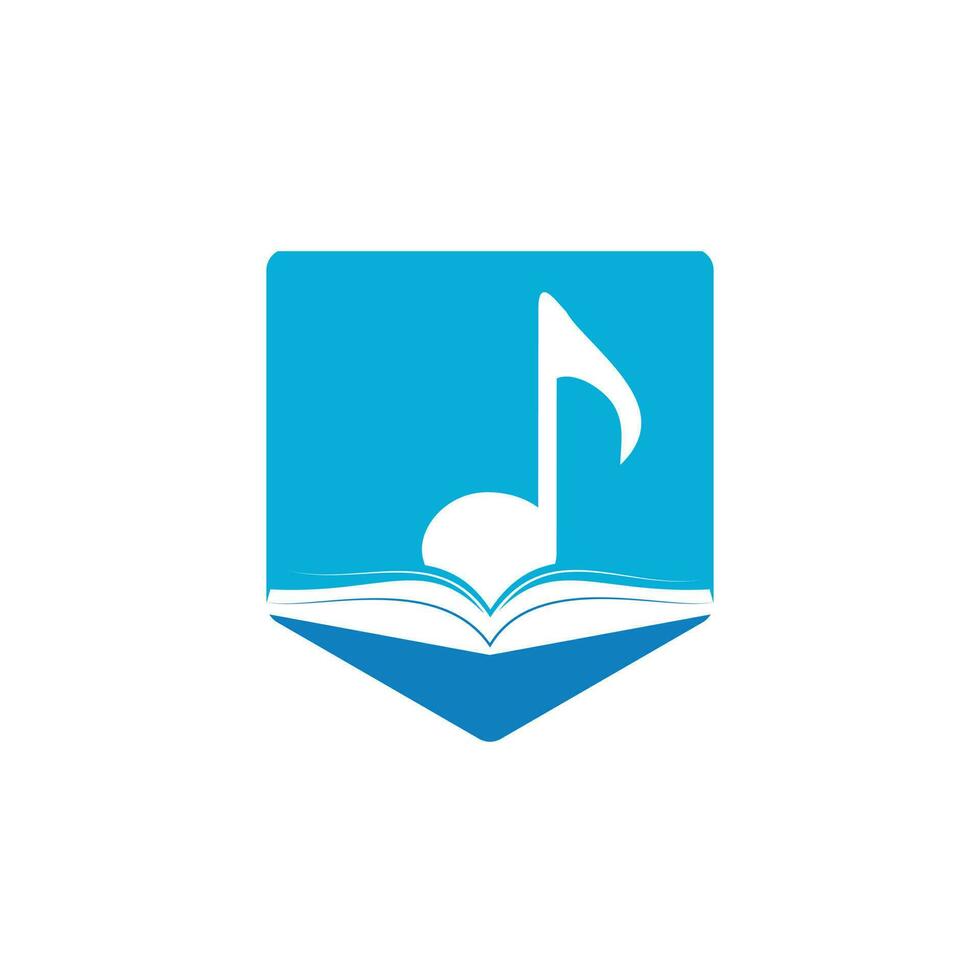 diseño del logotipo del vector del libro de música. diseño de icono de libro y nota musical.