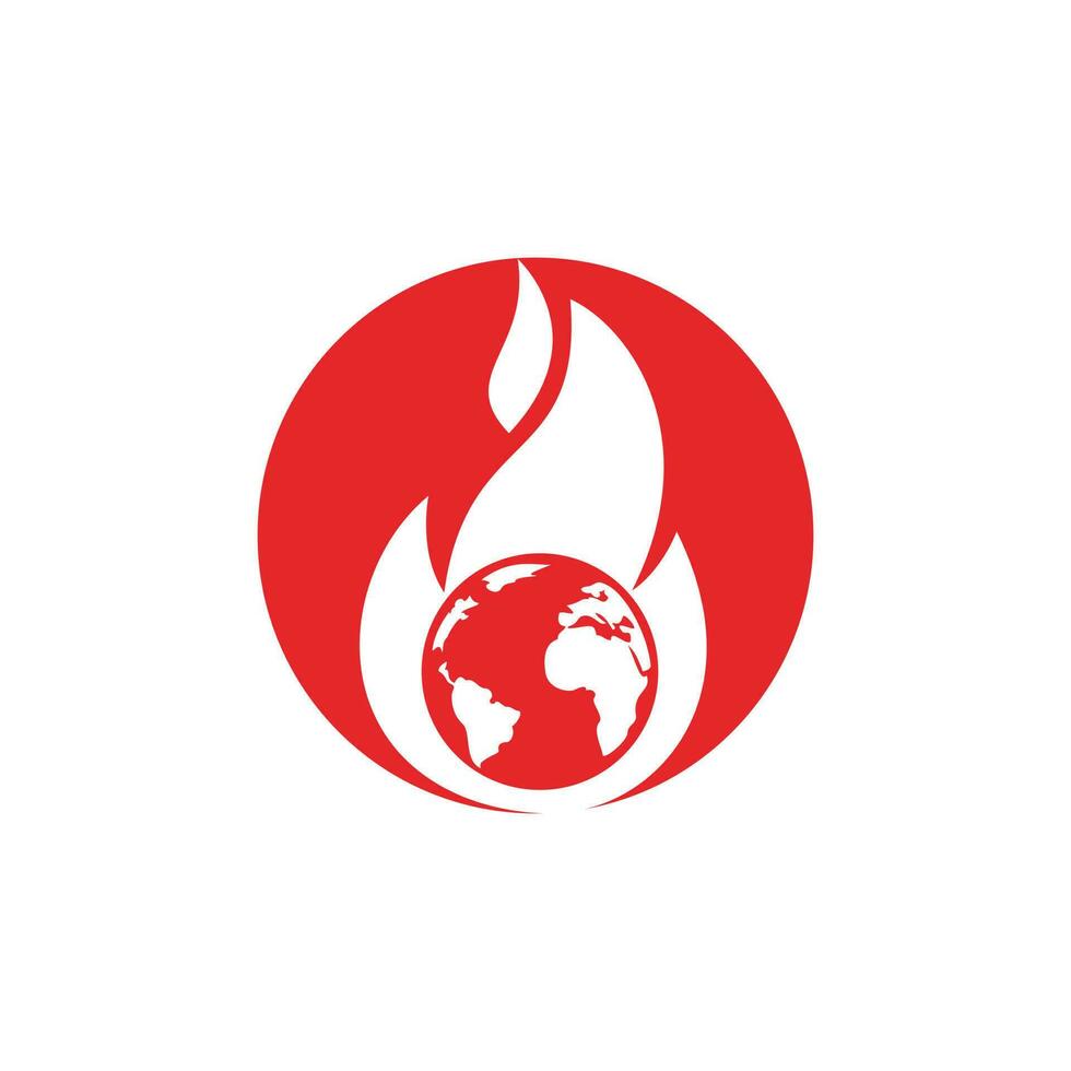 Fire Planet vector logo design template. Fire and earth icon design.