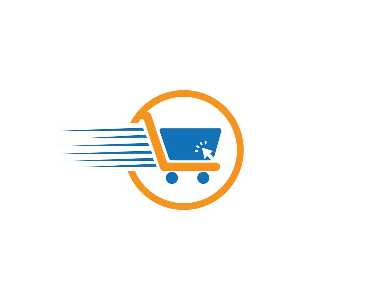 carrito de compras en línea haga clic y recopile la plantilla de diseño del logotipo del vector de pedido.