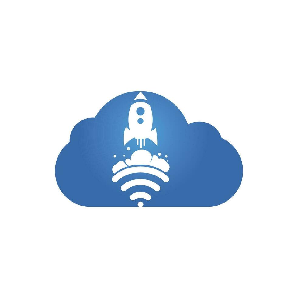 Wifi Rocket vector logo design. Wifi signal with rocket and cloud icon design.