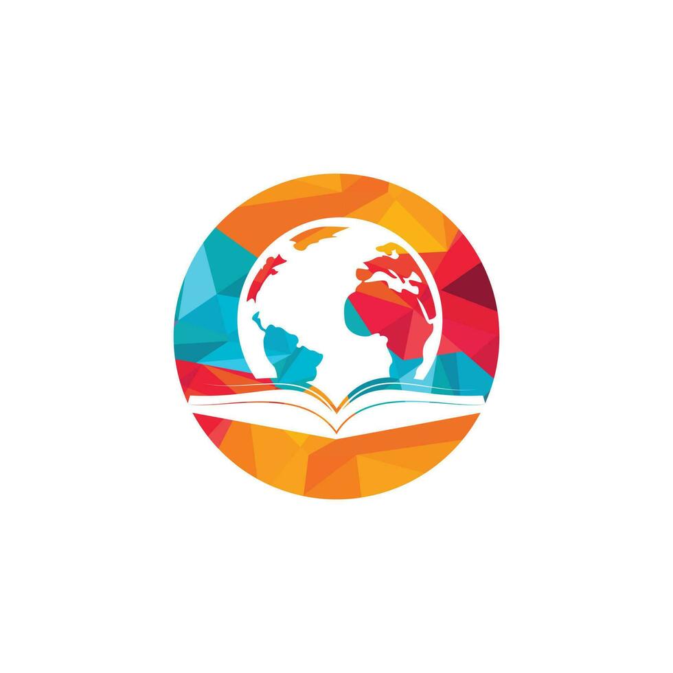 plantilla de logotipo vectorial del mundo del libro. plantilla de logotipo de diseño de educación de libro global. vector