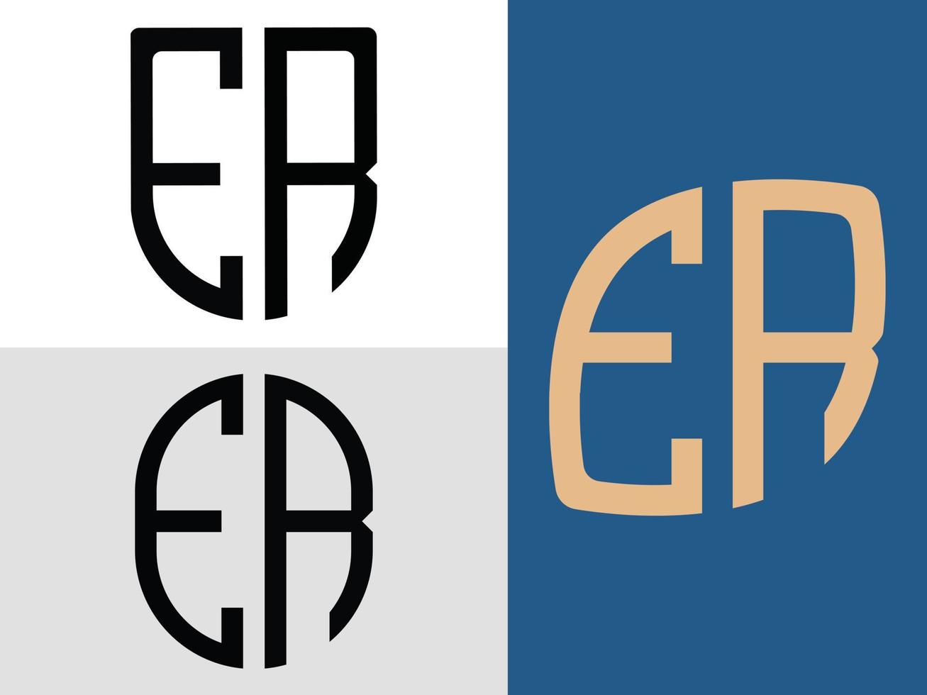 Creative Initial Letters ER Logo Designs Bundle. vector