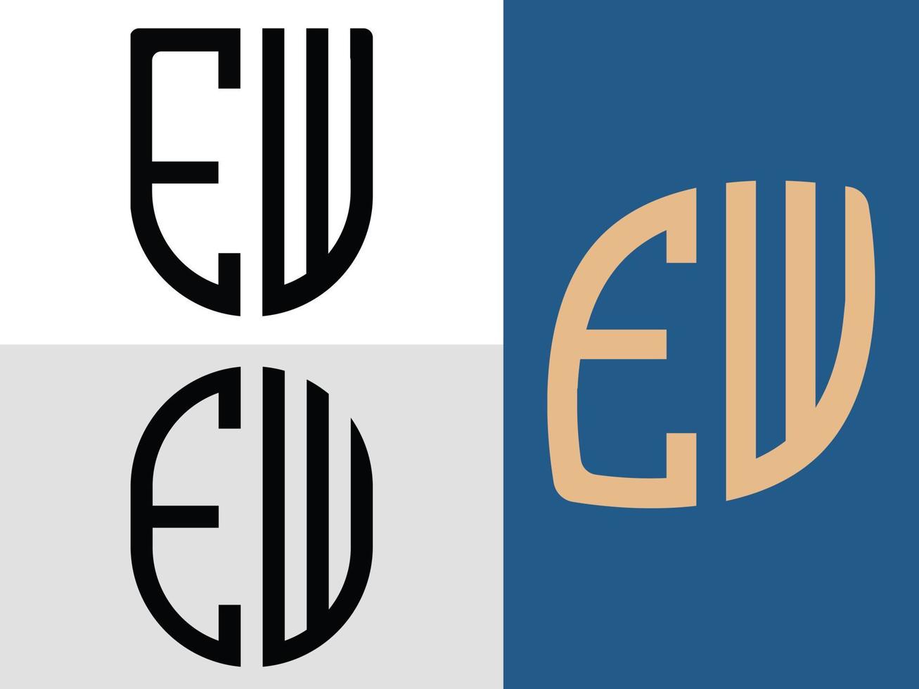 paquete de diseños de logotipo de letras iniciales creativas ew. vector