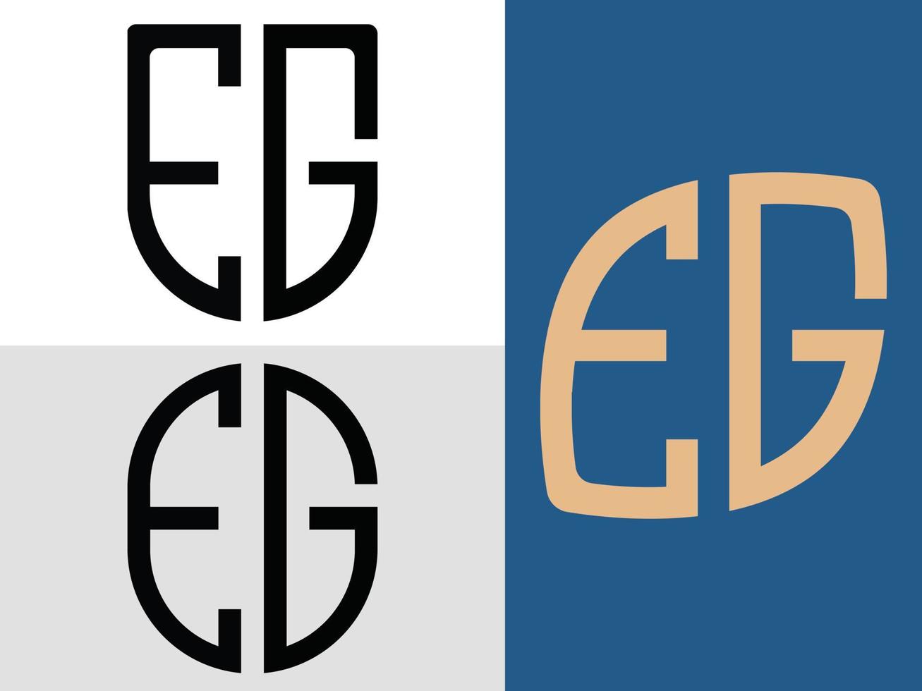 Creative Initial Letters EG Logo Designs Bundle. vector