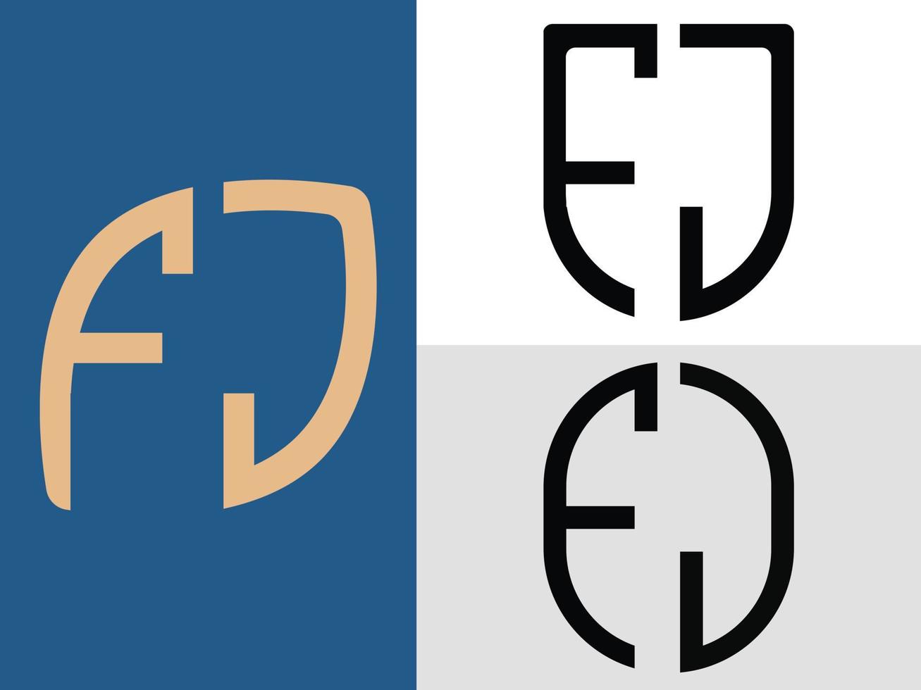 paquete de diseños de logotipos de letras iniciales creativas fj vector