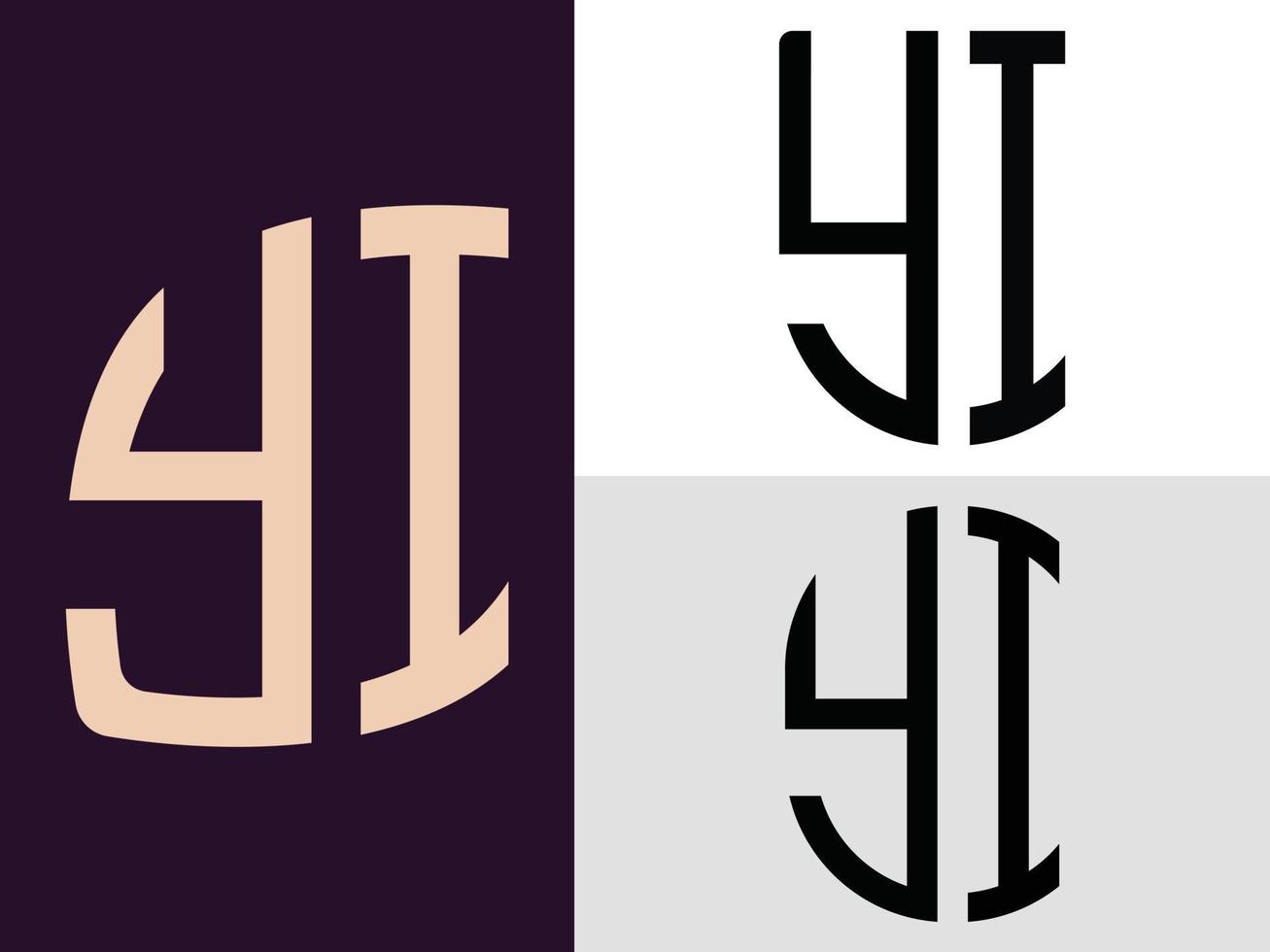 Creative Initial Letters YI Logo Designs Bundle. vector