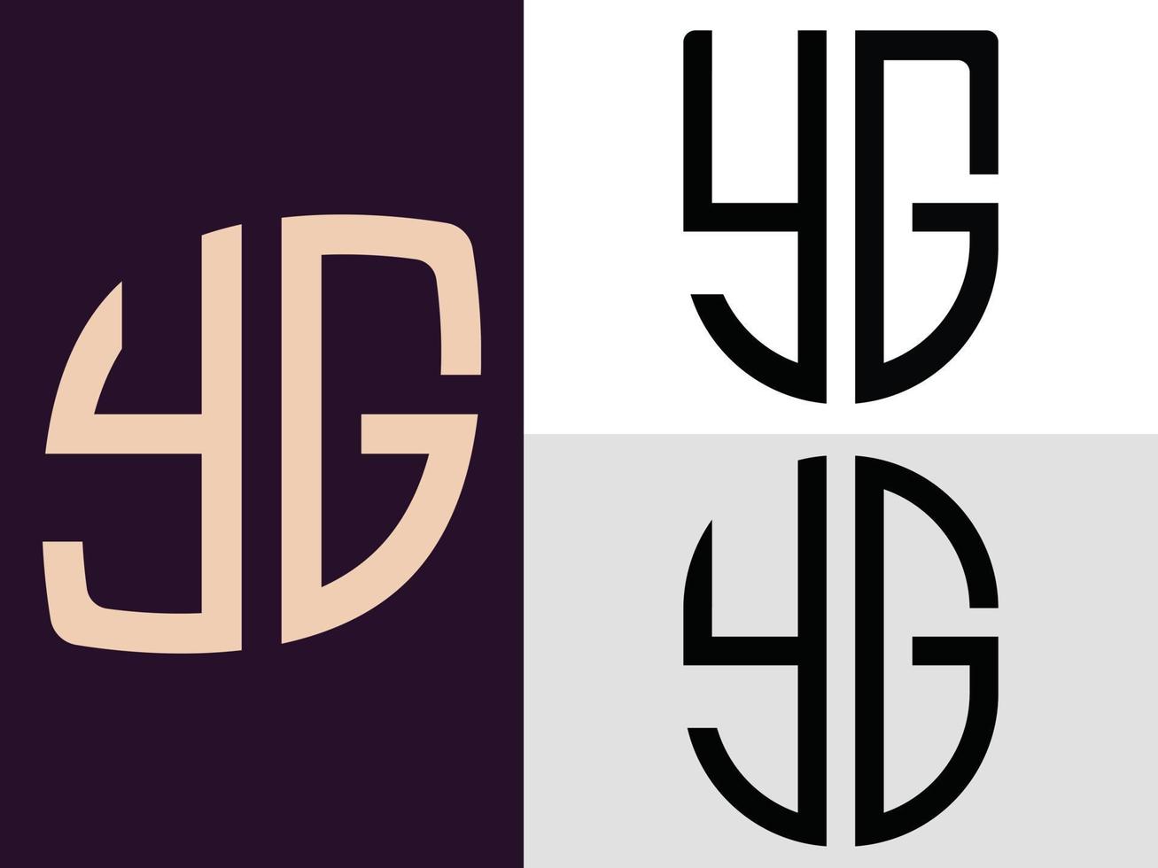 paquete creativo de diseños de logotipos de letras iniciales yg. vector