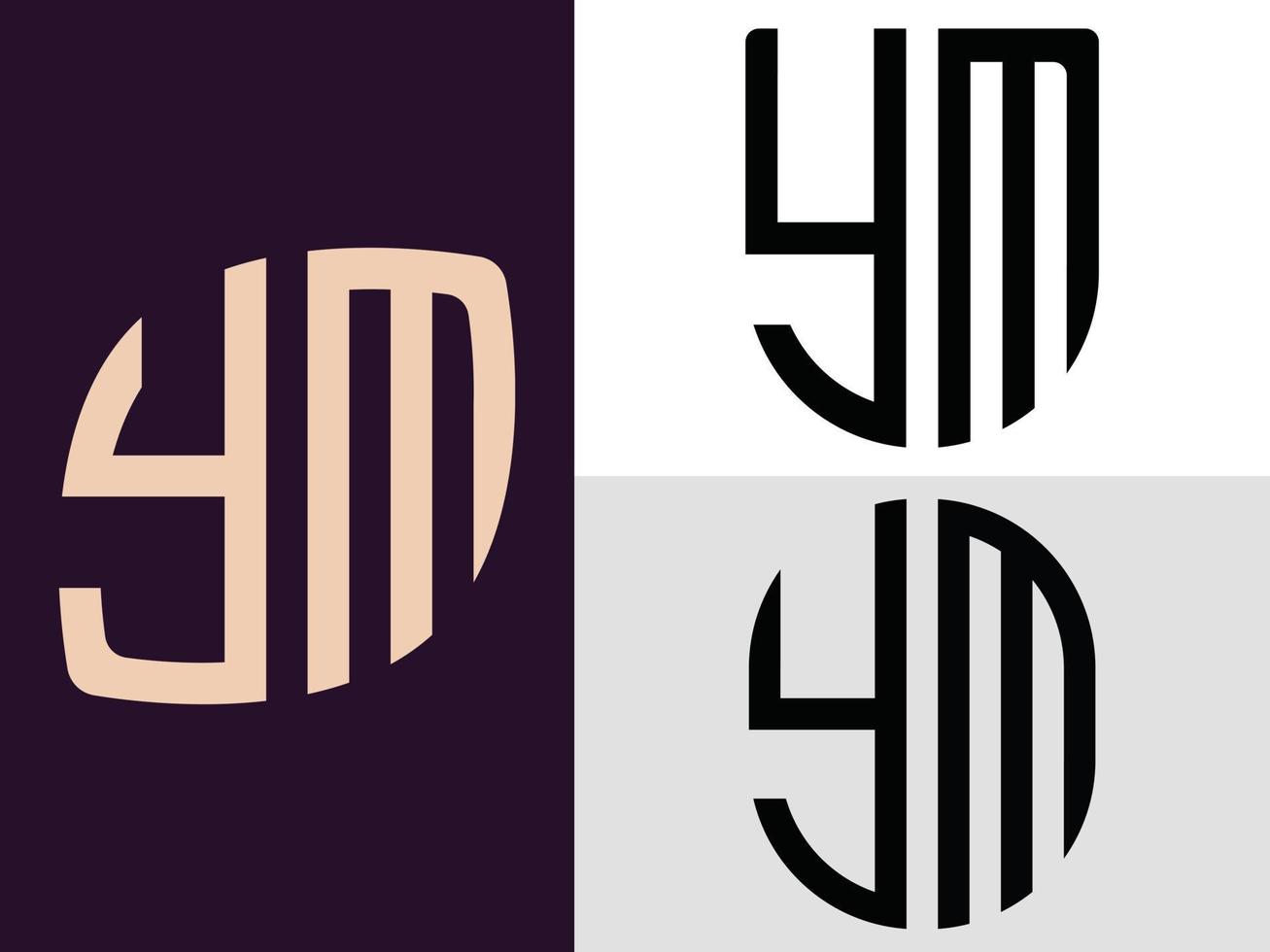 Creative Initial Letters YM Logo Designs Bundle. vector