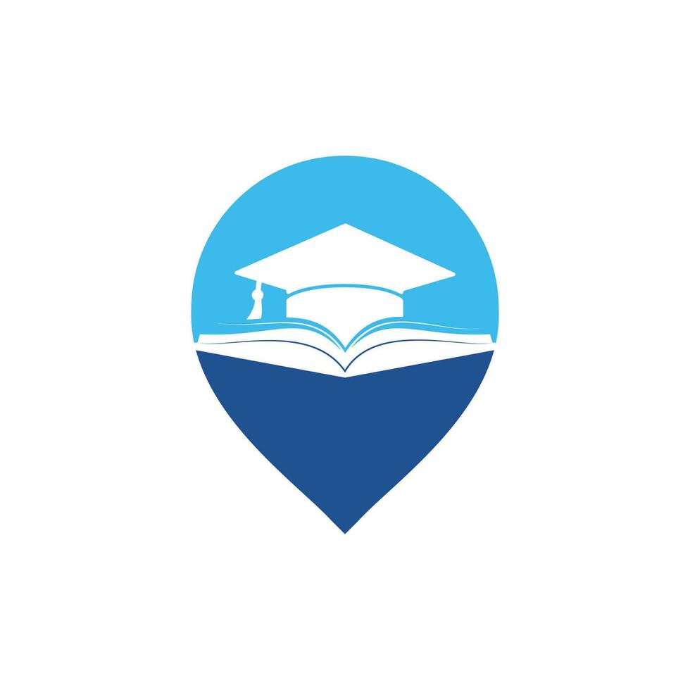 Graduation hat and book vector logo template. Education logo concept.