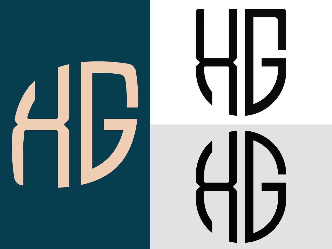 paquete de diseños de logotipos xg con letras iniciales creativas. vector