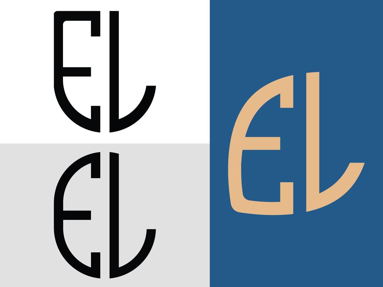 Creative Initial Letters EL Logo Designs Bundle. vector