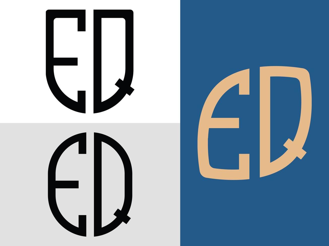 paquete de diseños de logotipos eq de letras iniciales creativas. vector