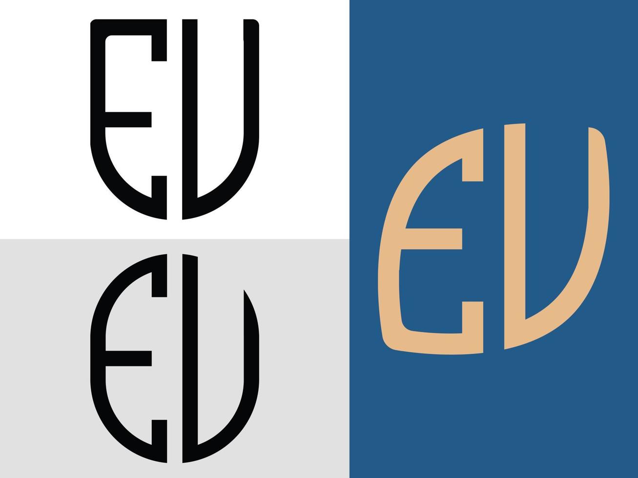 Paquete de diseños de logotipo de la UE con letras iniciales creativas. vector