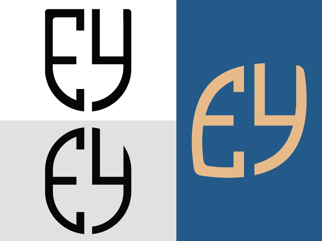 Creative Initial Letters EY Logo Designs Bundle. vector