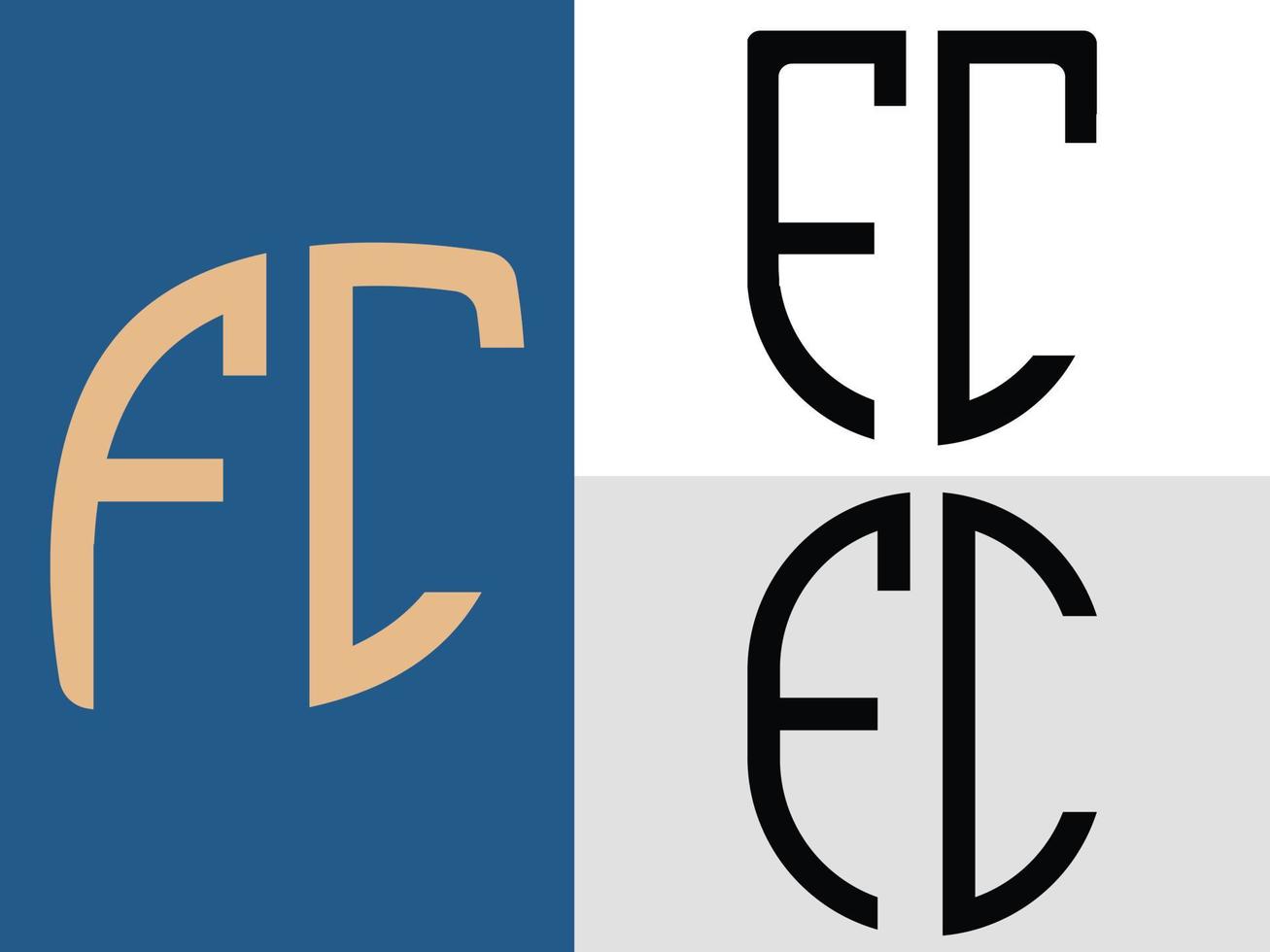 paquete creativo de diseños de logotipos de letras iniciales fc vector