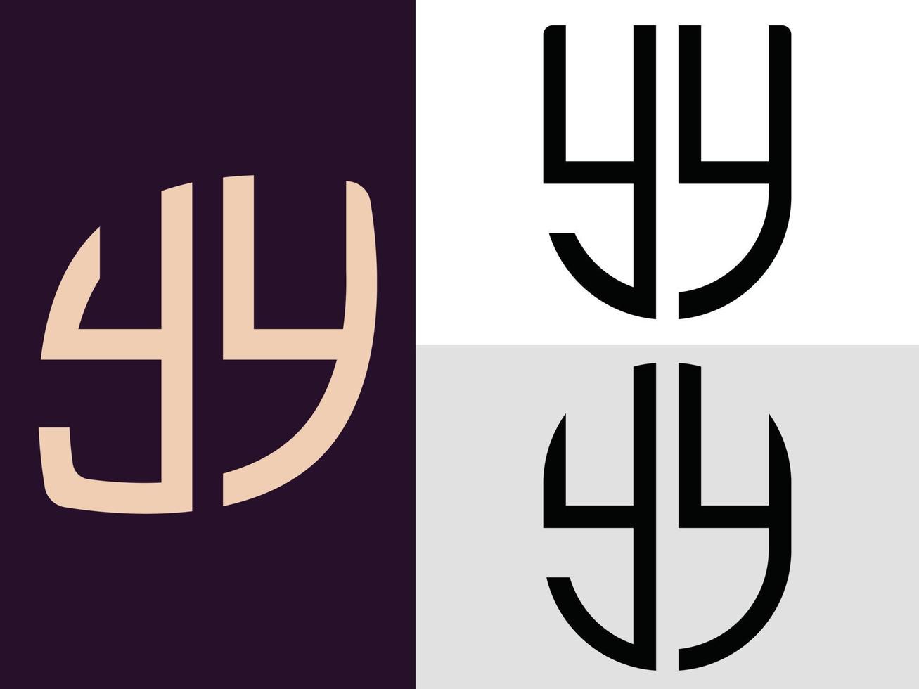 paquete creativo de diseños de logotipos de letras iniciales yy. vector