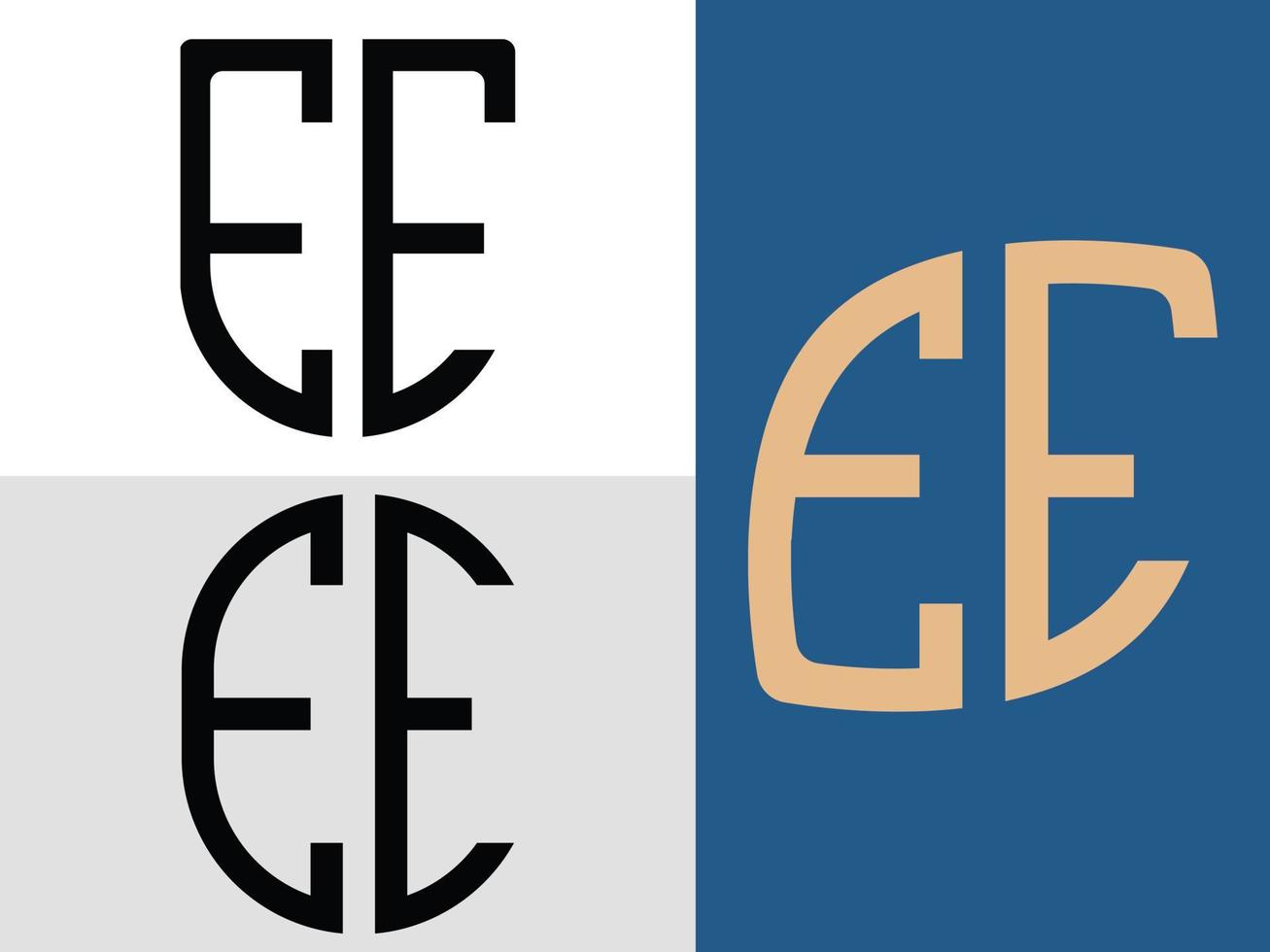 Creative Initial Letters EE Logo Designs Bundle. vector