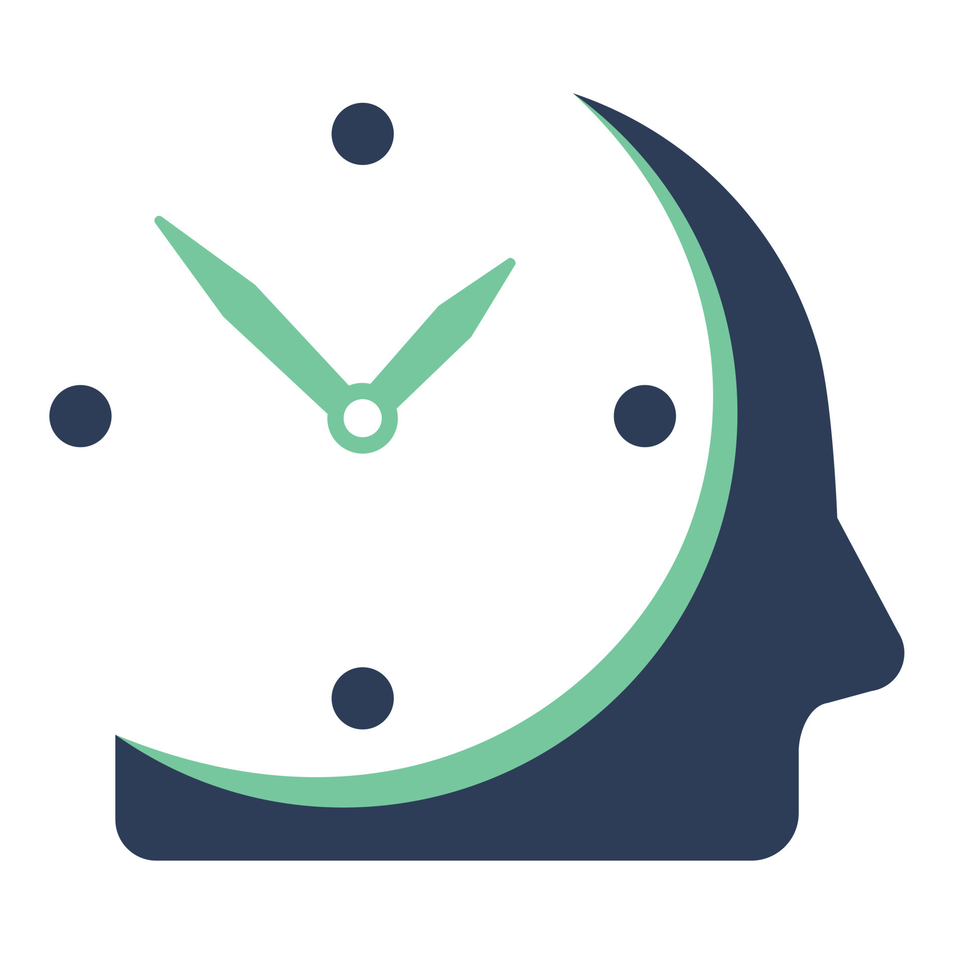 Human head clock logo template. Time management concept design