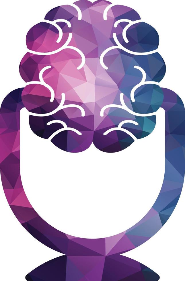 concepto de vector de logotipo de podcast cerebral. diseño del logotipo del icono del podcast mental.