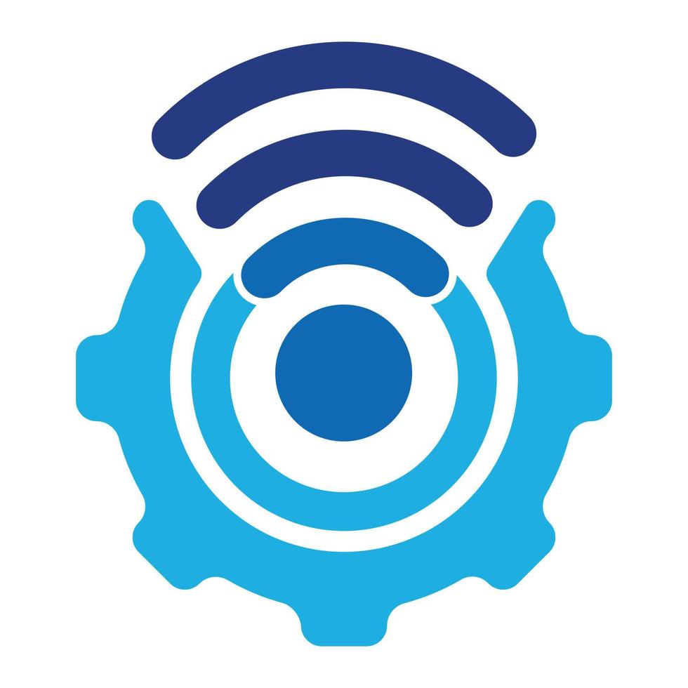Gear wifi vector logo template. Mechanic and signal symbol.