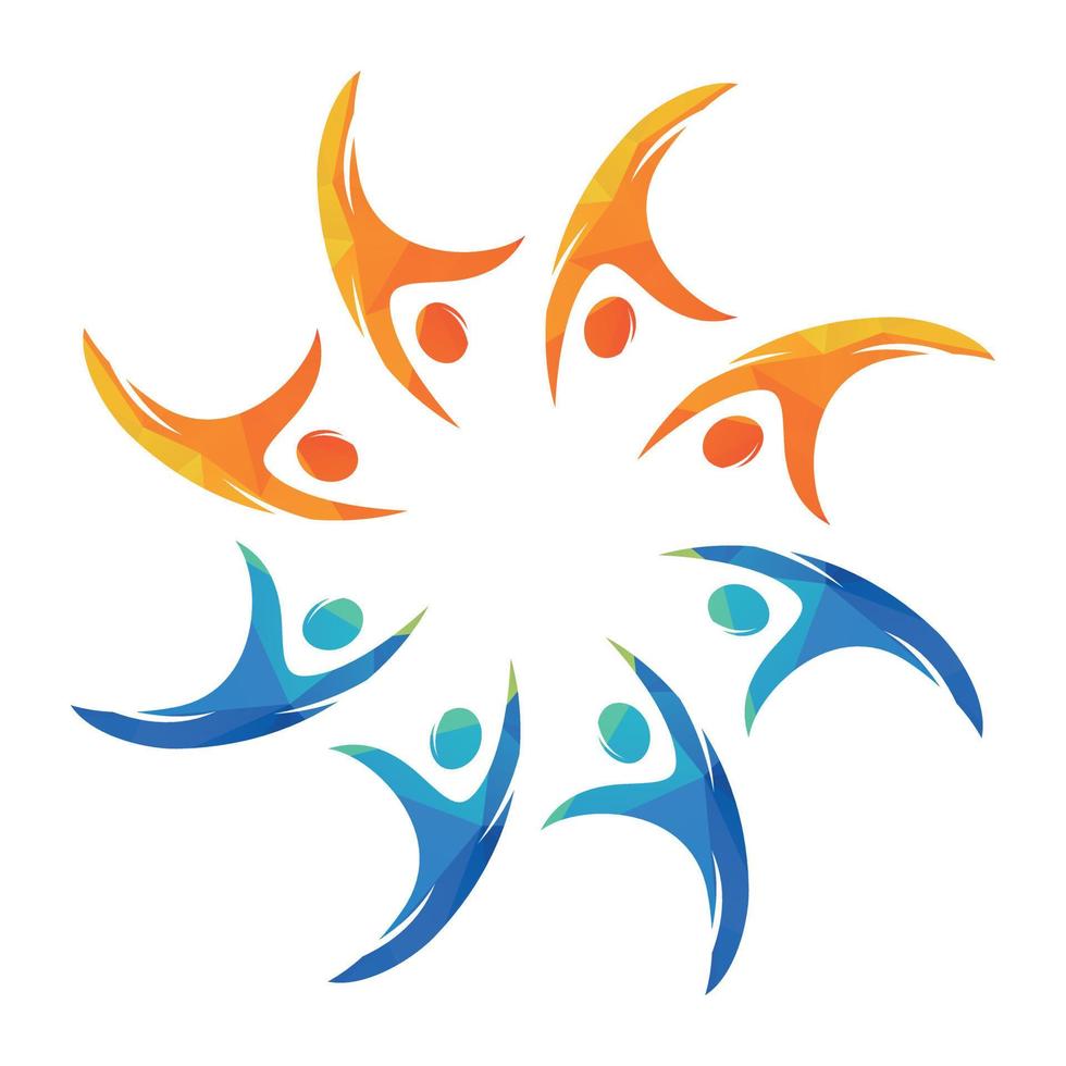 logotipo de la comunidad unida del círculo colorido. trabajo en equipo y plantilla de logotipo comunitario. vector