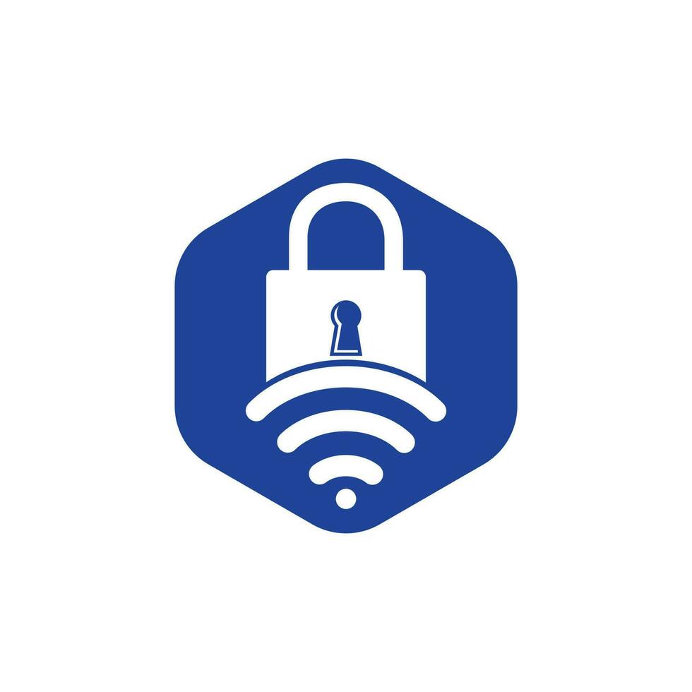 Padlock logo with signal vector design. Safe and signal symbol or icon.