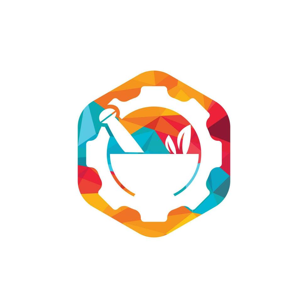 Gear pharmacy vector logo design. Mechanic health logo concept.