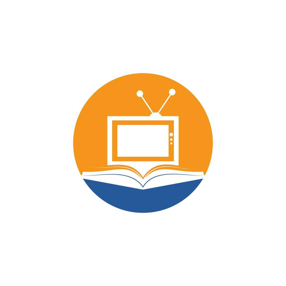 Book TV vector logo template design. Unique bookstore, library and media logotype design template.