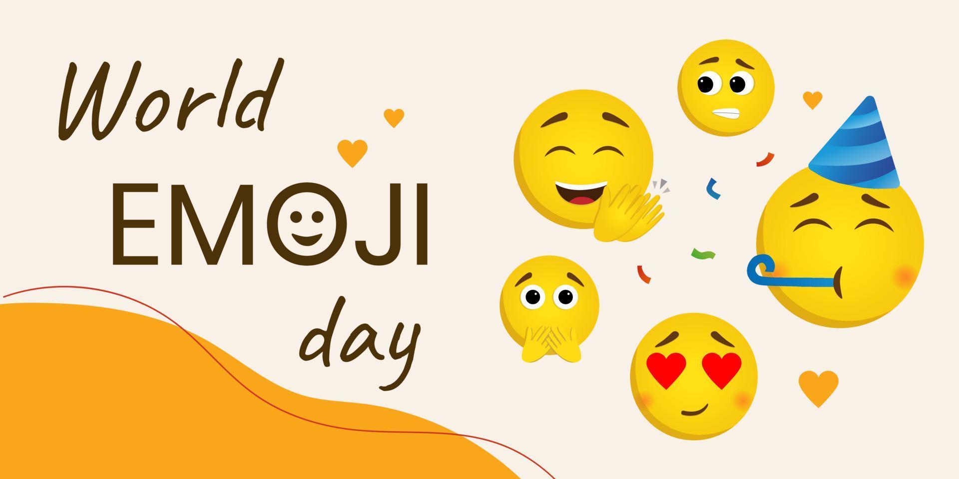 Banner with world emoji day concept vector