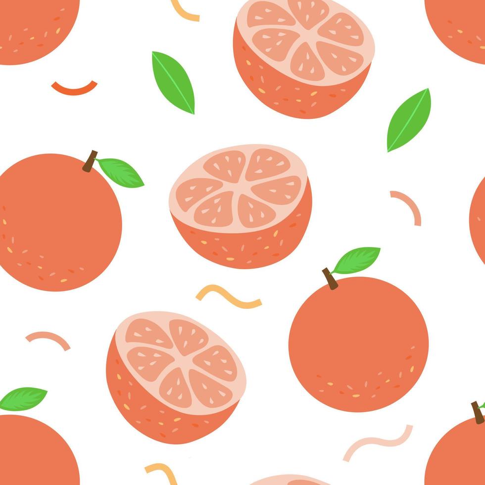 Seamless pattern with grapefruit in fla style on a white background vector