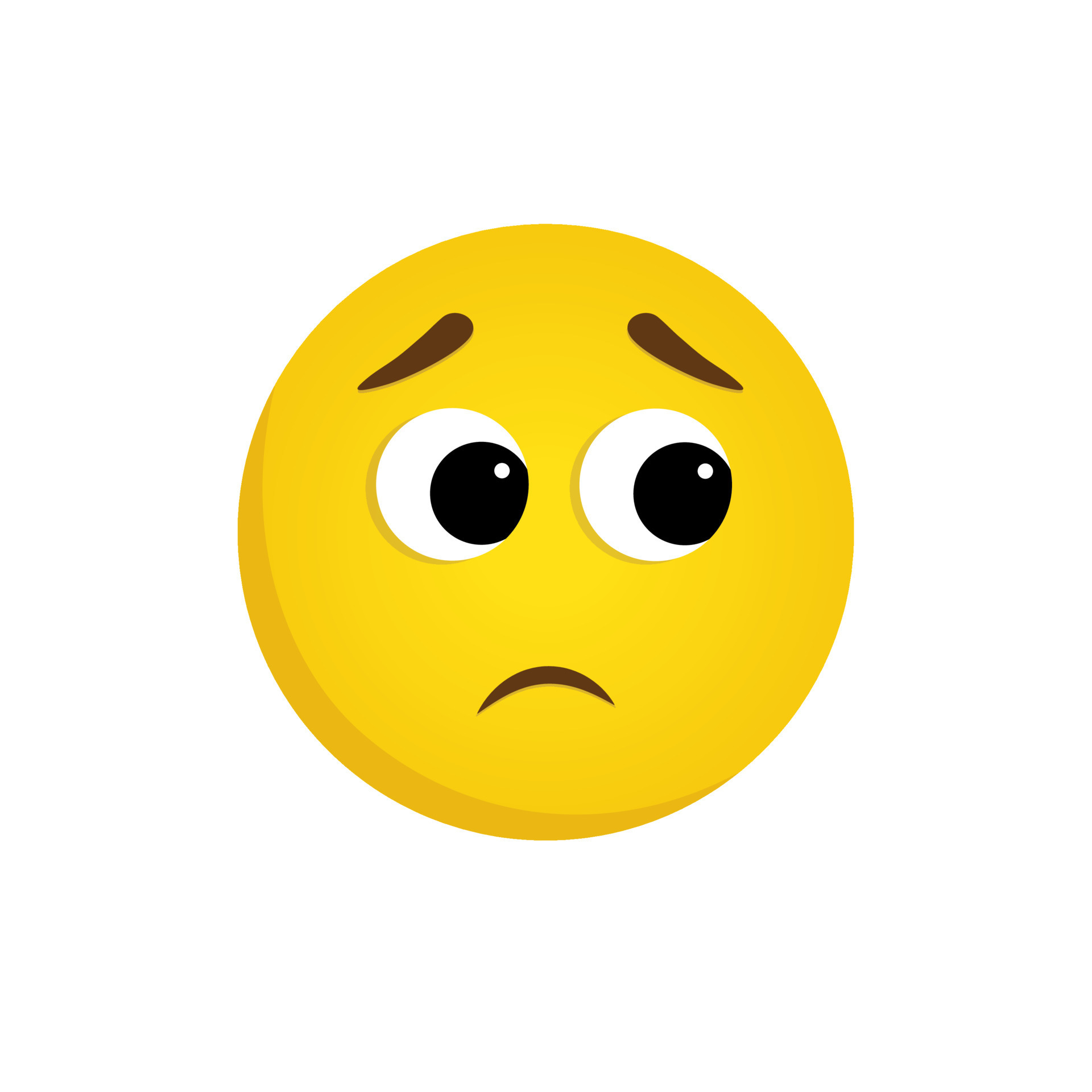Sad emoji looking to the side. Vector yellow face isolated on a white  background with big eyes, raised eyebrows, and sad sad mouth 11402239  Vector Art at Vecteezy