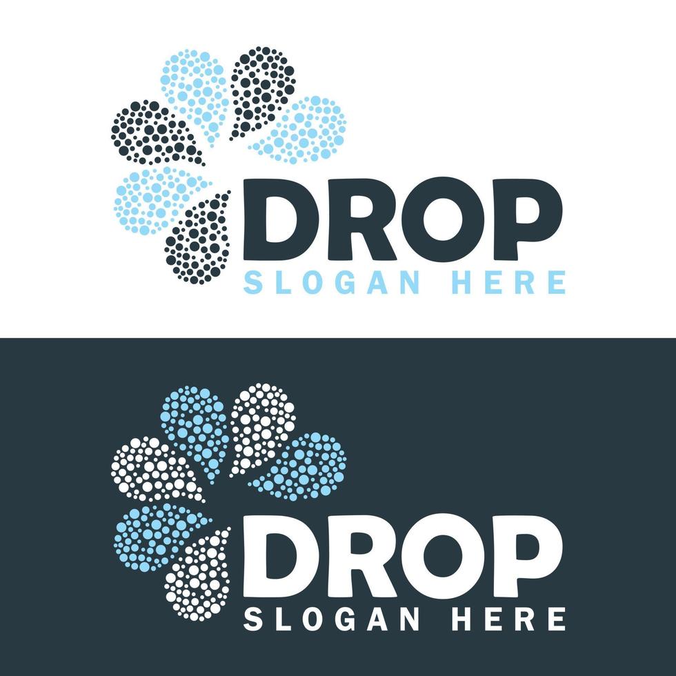 Drops Flower Logo Design Template. Water Drop logotype Pattern design. vector