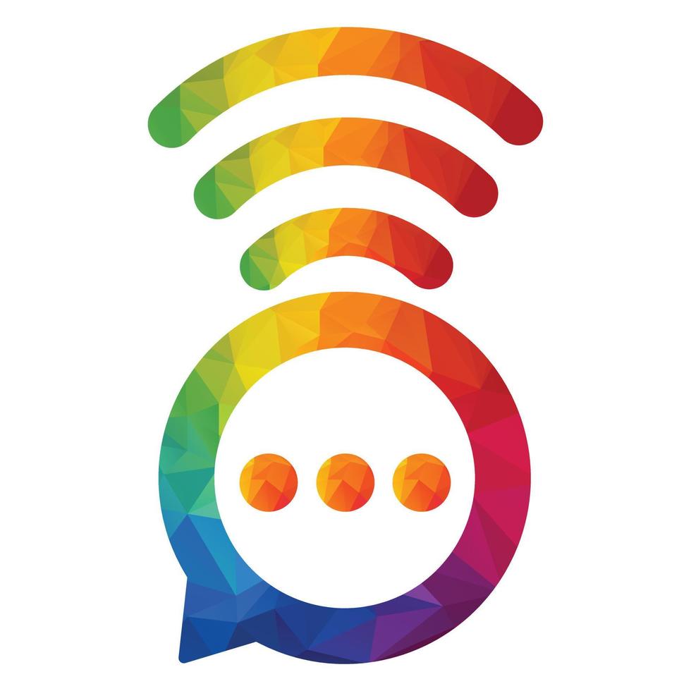 signo de vector de diseño de logotipo de wifi de chat. logotipo inalámbrico de la burbuja de chat.