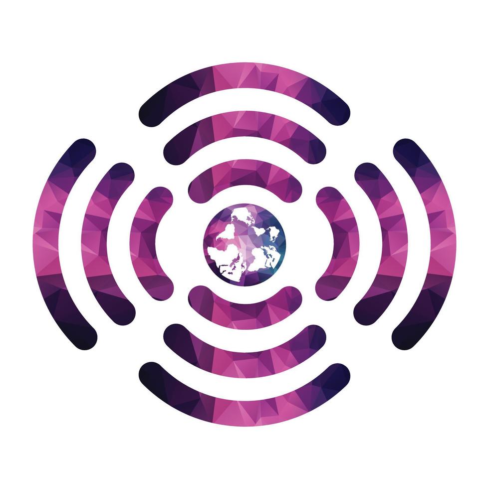 Globe shape and wifi sign. World signal vector logo template.