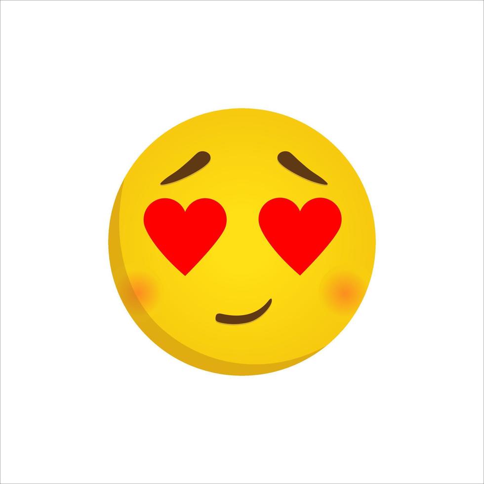 Emoji with eyes in the form of a heart. Round amorous character. Vector illustration isolated on a white background.
