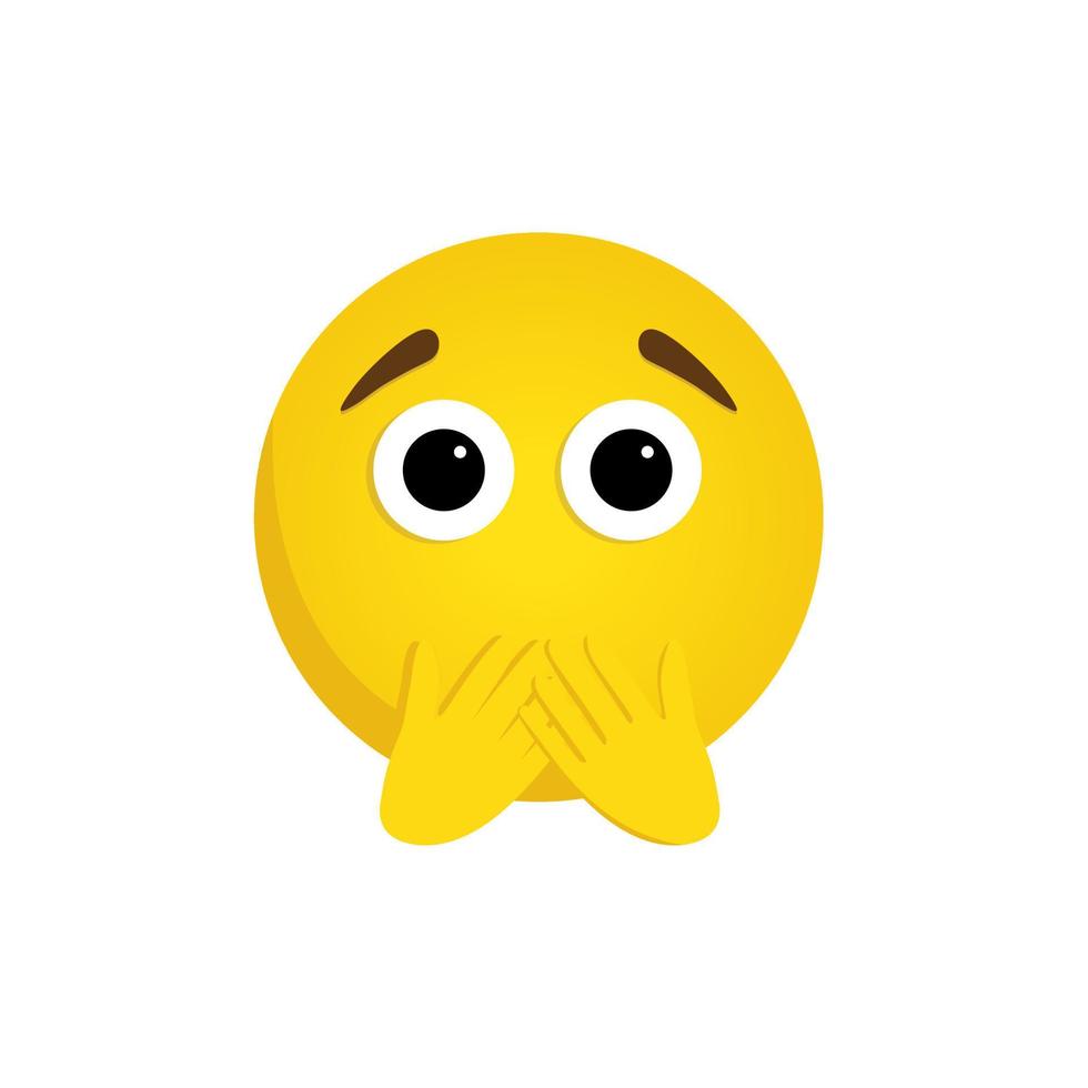 Emoticon isolated on a white background. Yellow flushed face emoji with shocked eyes, raised eyebrows, and closed mouth vector