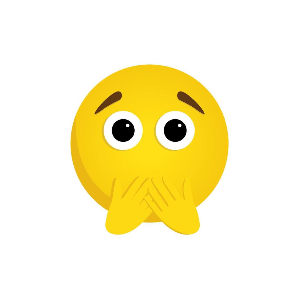 Emoticon isolated on a white background. Yellow flushed face emoji with shocked eyes, raised eyebrows, and closed mouth vector