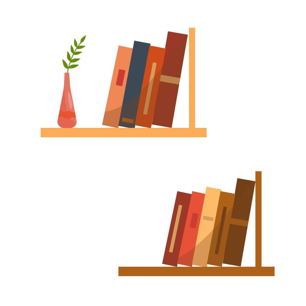 libros en estantes sobre un fondo blanco. vector