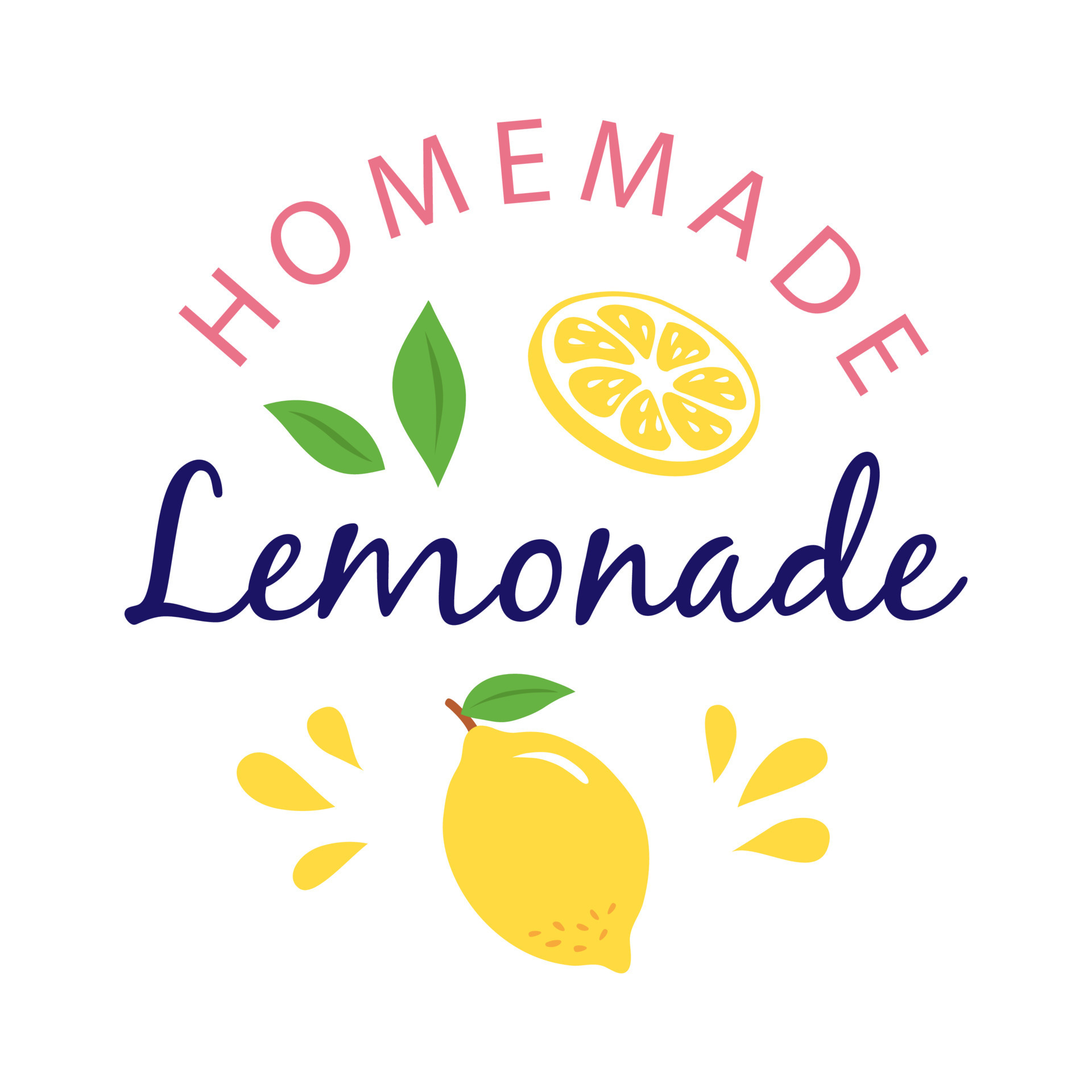 Homemade lemonade phrase with lemon 11402435 Vector Art at Vecteezy
