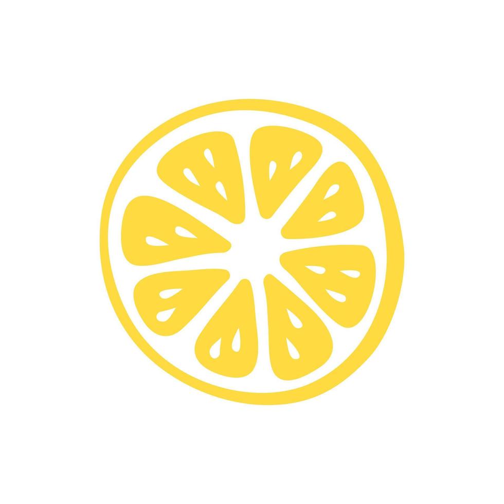 Lemon slice in a hand-drawn style. vector