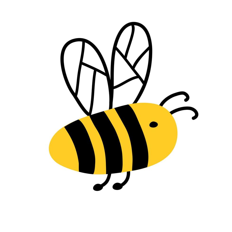 Cute little bee in hand drawn style vector