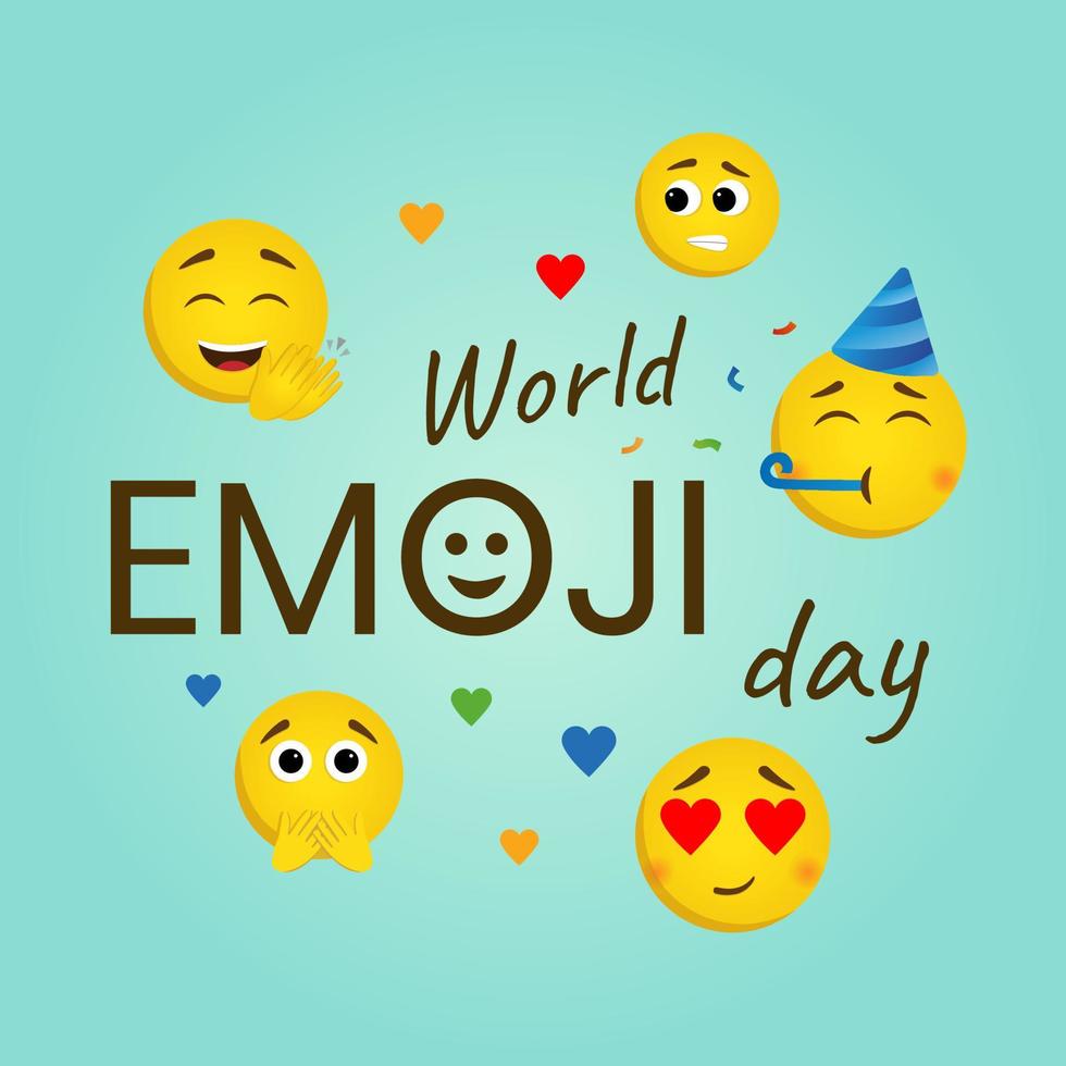 Happy world emoji day bunner vector