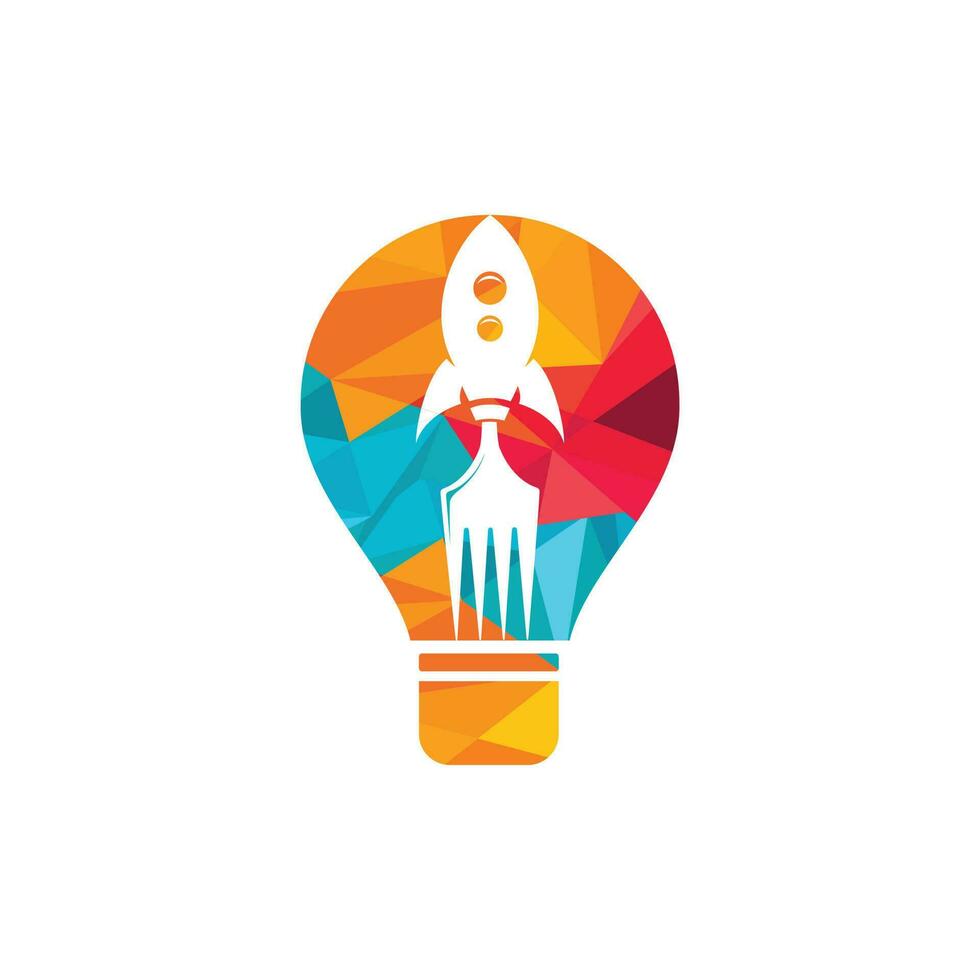 Rocket food with light bulb icon logo design illustration. Fast food delivery logo template. vector