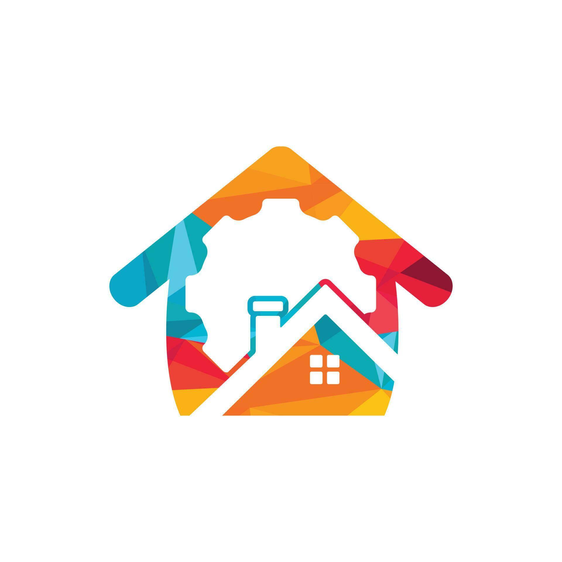 Gear house vector logo design. Gear home technology Logo design