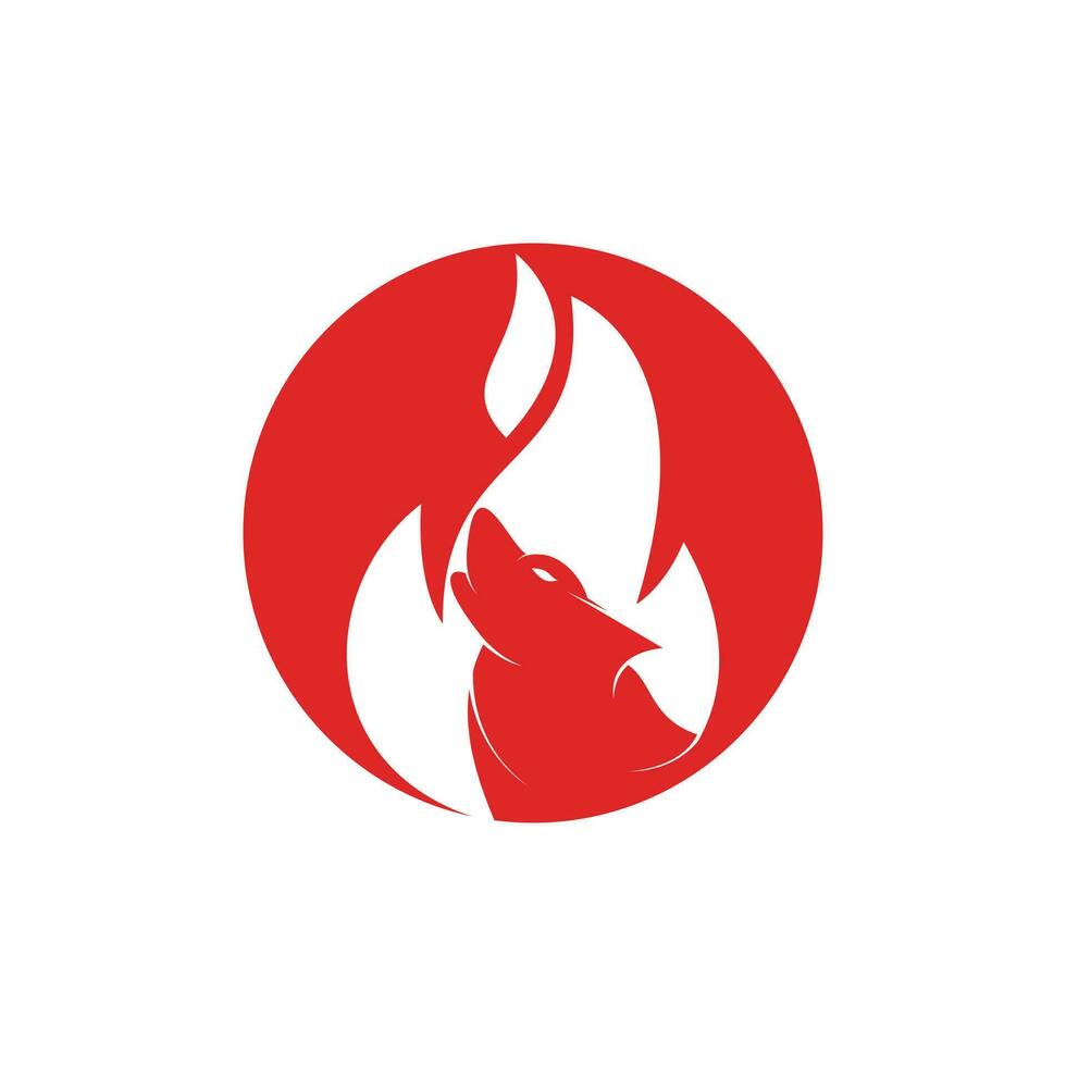 Wolf fire vector logo design template.