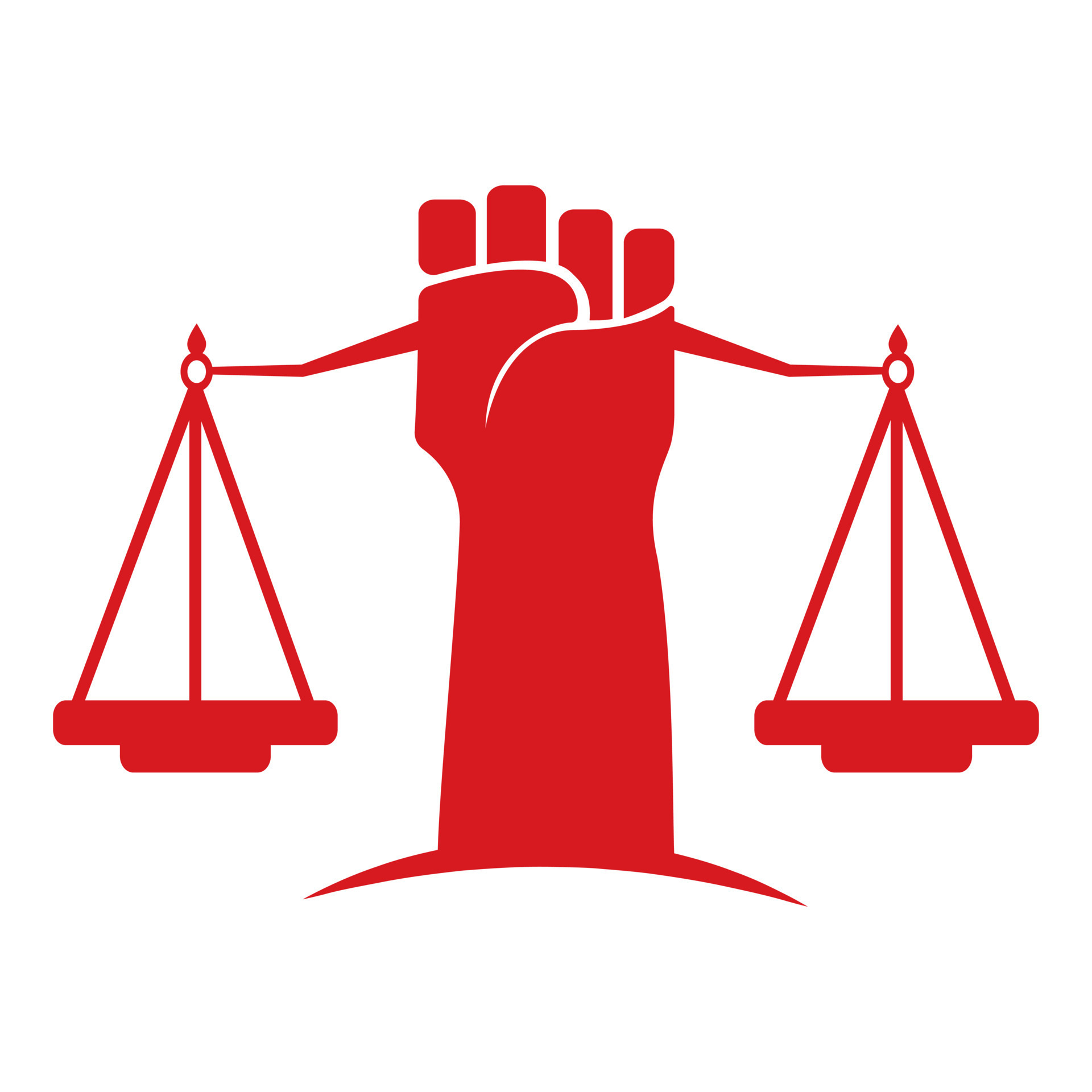 Justice Scales in Hand logo template design. Revolution justice logo