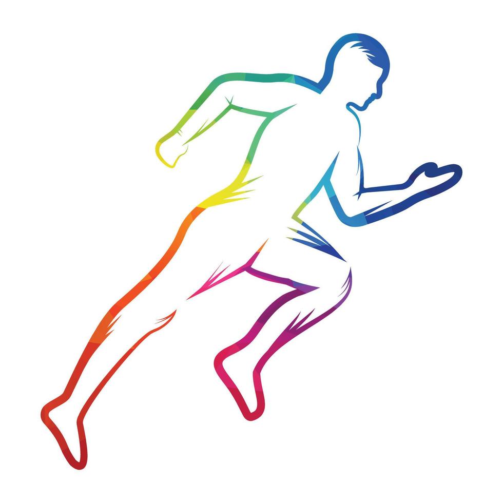 diseño vectorial del logotipo de carrera y maratón. símbolo de vector de hombre corriendo.